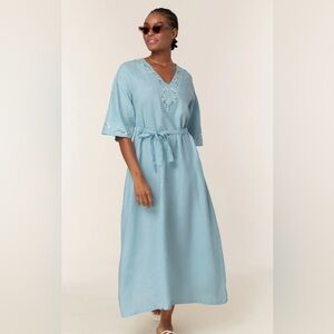 NIB Fanm Mon x Andie Kepez Linen Kaftan Dress – Hydrangea – $289 Retail